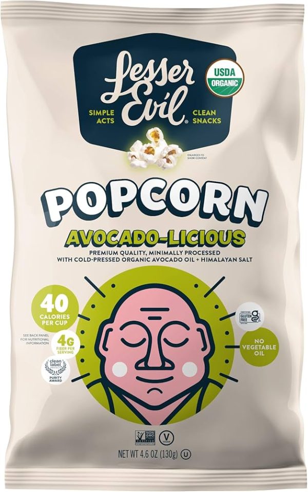 Lesser Evil Organic Avocado Oil Popcorn 4.6oz 12ct